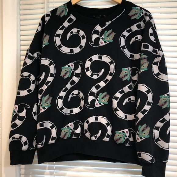 Beetlejuice Unisex Graphic Print Crew Neck Sweatshirt Size LG Pre-Owned - Picture 1 of 16